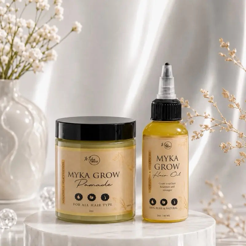 MYKA Grow Hydrating Hair Care Set, 2-Piece Moisturizer Bundle with 4 Oz Pomade & 2 Oz Hair Treatment, Hair Oil Set