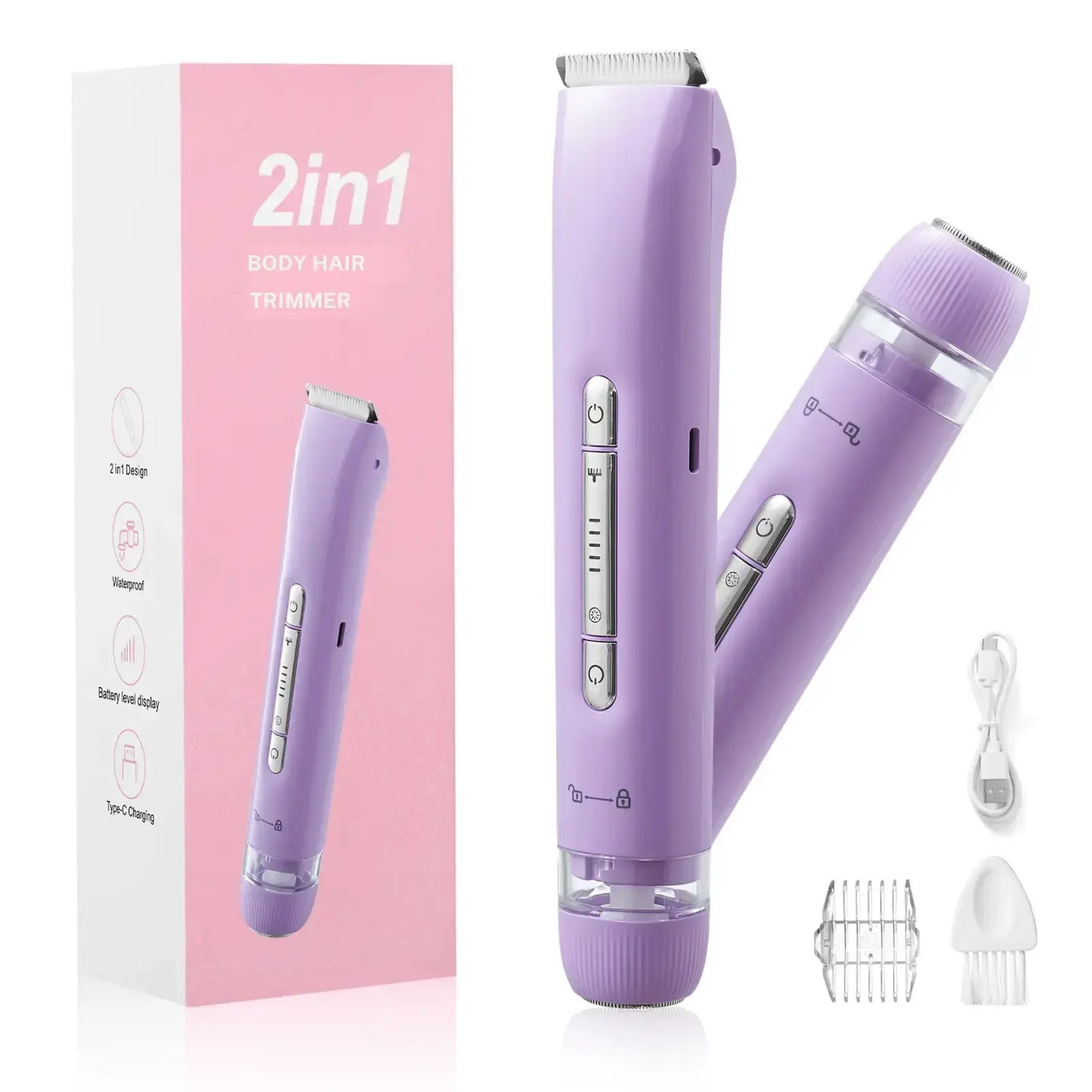 Betypeca Women'S Rechargeable 2 in 1 Electric Bikini Trimmer Body & Facial Shaver.