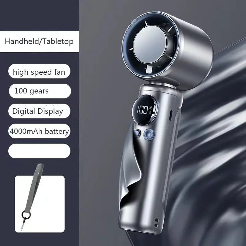 Portable Handheld Turbine Fan, 4000Mah 100 Speeds High-Speed Fan, Adjustable Outdoor Mini Fan, Party Gift, SS-026 Model
