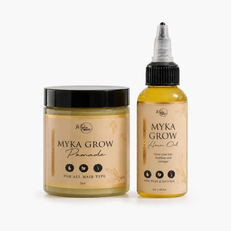 MYKA Grow Hydrating Hair Care Set, 2-Piece Moisturizer Bundle with 4 Oz Pomade & 2 Oz Hair Treatment, Hair Oil Set