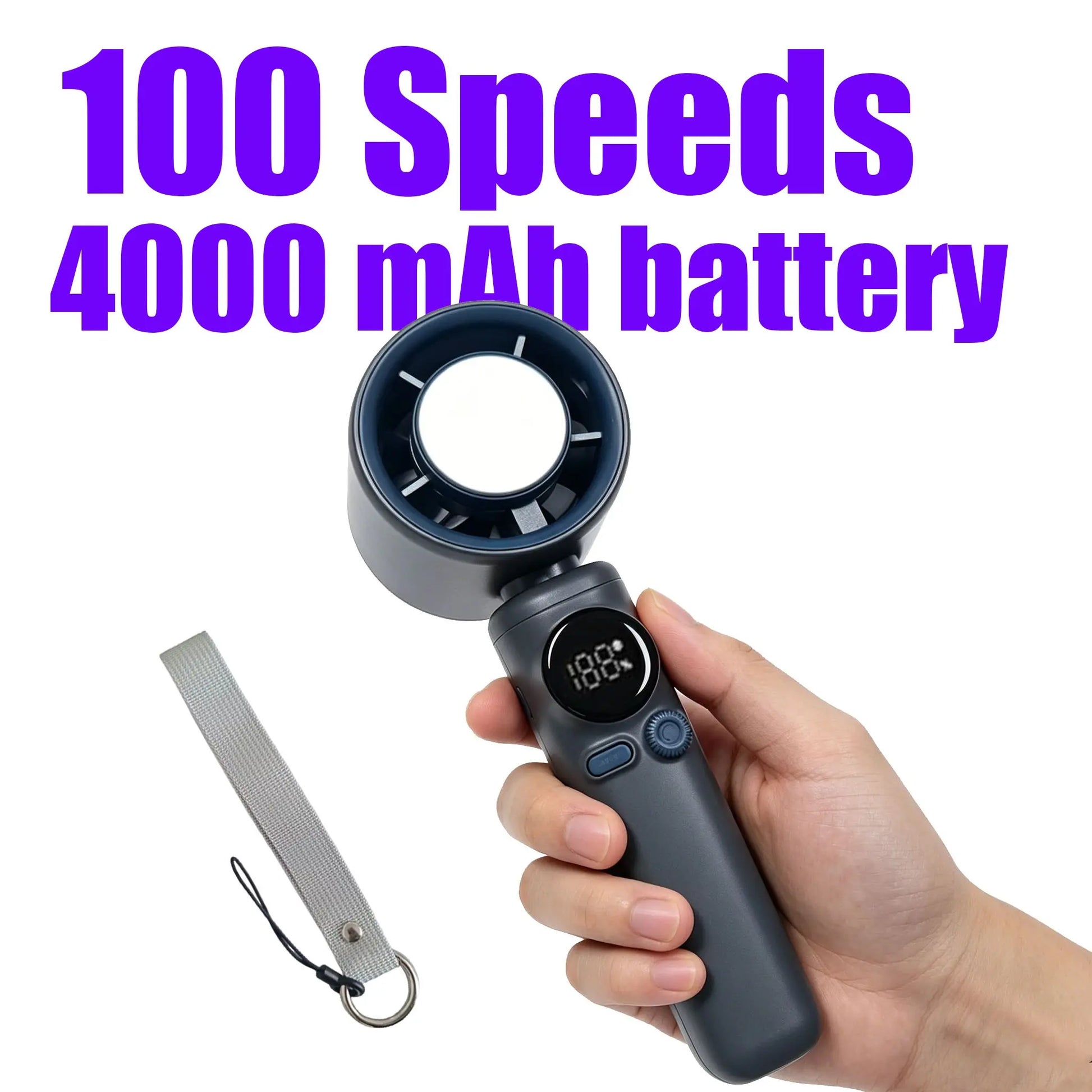 Portable Handheld Turbine Fan, 4000Mah 100 Speeds High-Speed Fan, Adjustable Outdoor Mini Fan, Party Gift, SS-026 Model